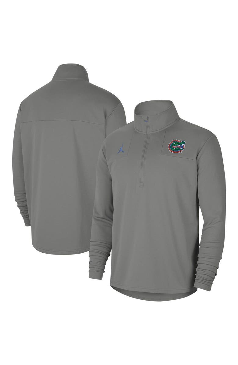 Jordan Brand Men's Jordan Brand Gray Florida Gators 2021 Coaches Top Performance Half-Zip Jacket, Alternate, color, 