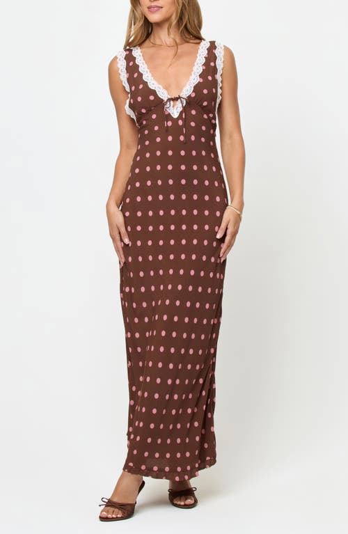 LSPACE Eyes on You Lace Trim Open Back Maxi Cover-Up Dress in Alotta Polka Dot at Nordstrom, Size Small
