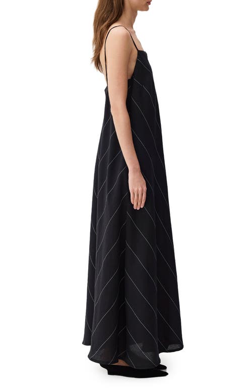 Mavi Jeans Chevron Stripe Cotton & Linen Maxi Dress In Black