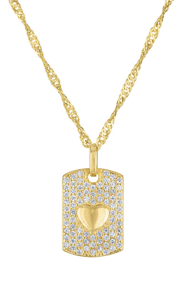 FZN Kids' Cubic Zirconia Pavé Dog Tag Pendant Necklace, Main, color, Yellow