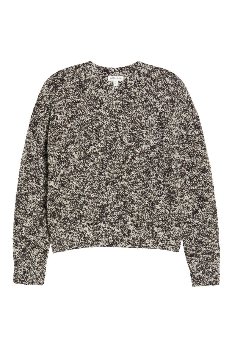 Sparkle Textured Crewneck Sweater, Main, color, BROWN MARL