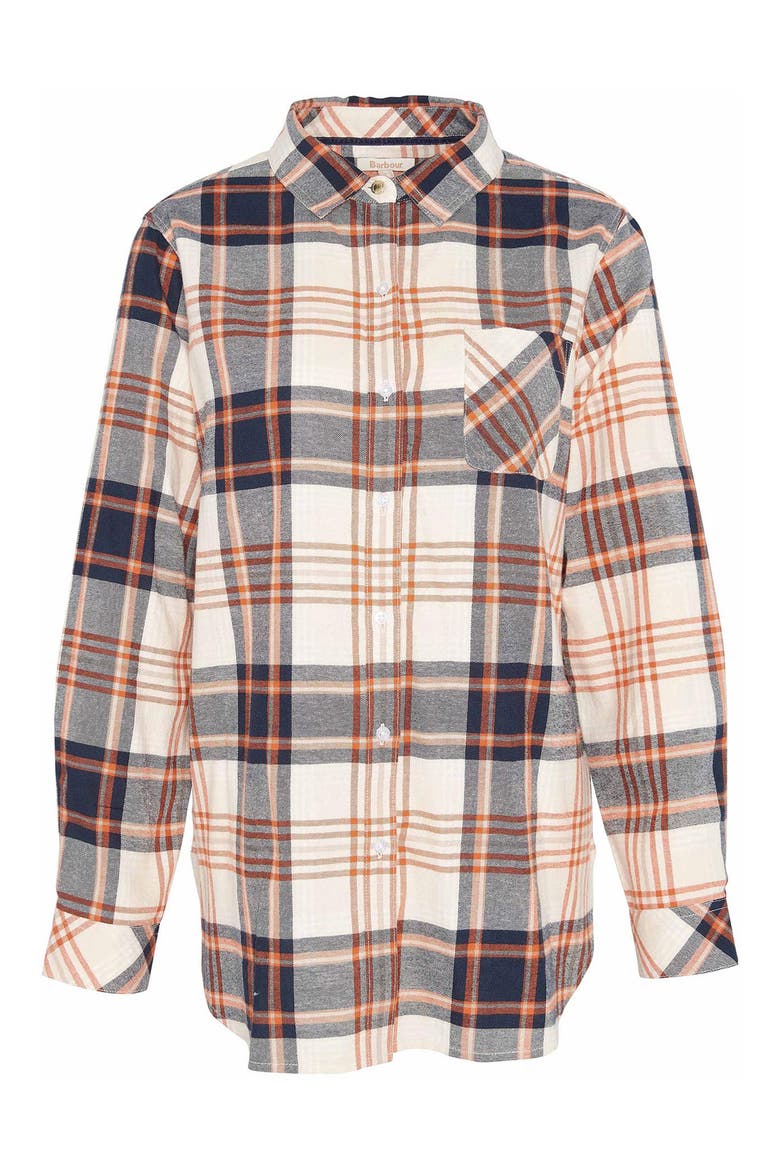Pendula Check Cotton Button-Up Shirt, Alternate, color, CLOUD WHITE/ SPICED PUMPKIN