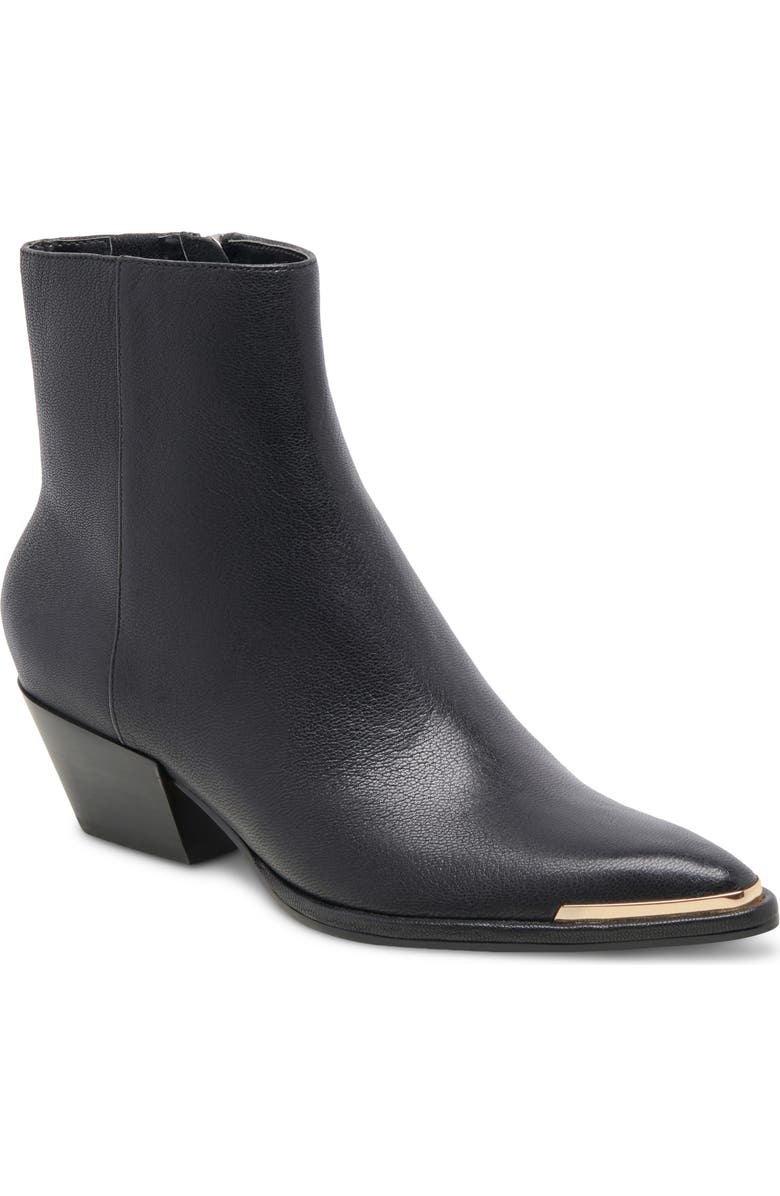 Dolce Vita Nonah Pointed Toe Bootie, Main, color, Black Leather