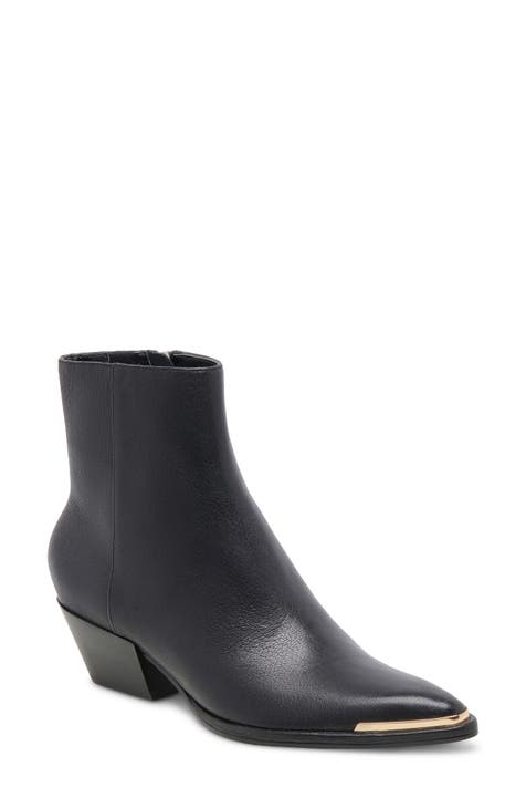 Nordstrom Signature Paolina Western Black Suede Leather selling Bootie 39