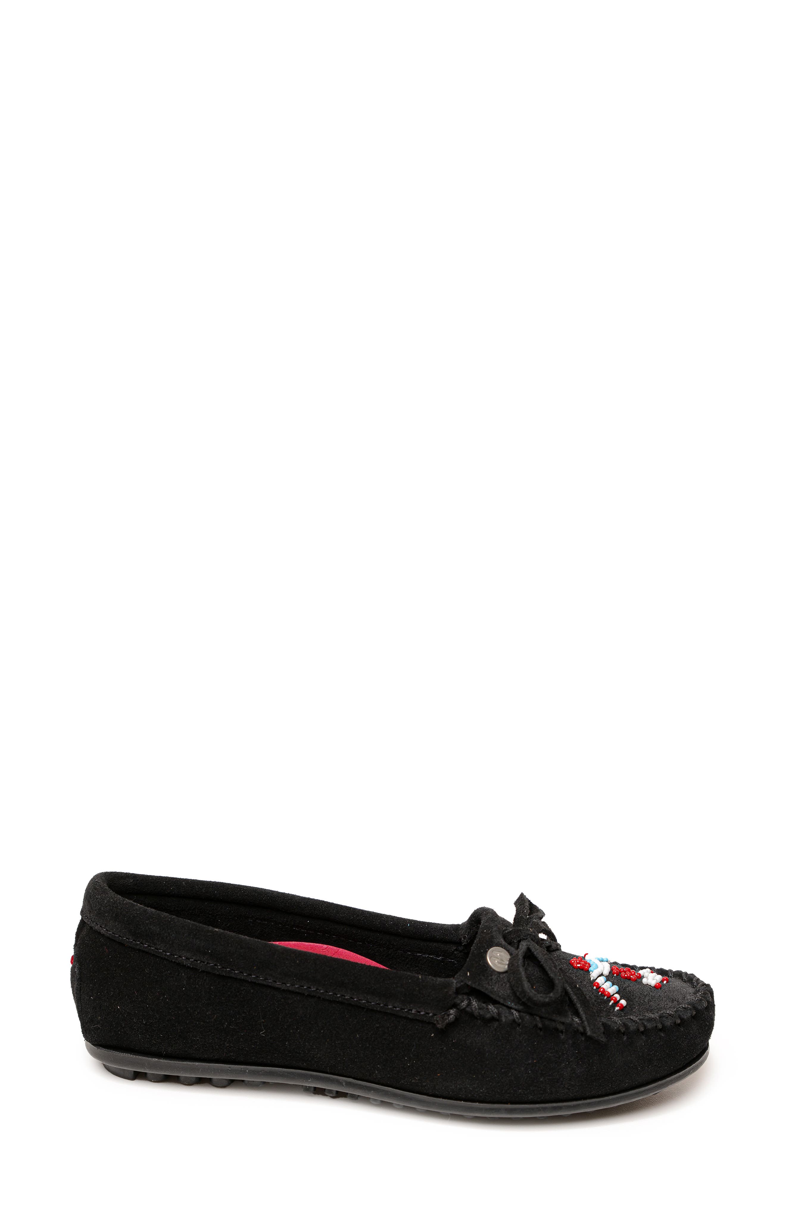 Minnetonka x Lucie Skjefte Thunderbird 'Animikii' Slipper, Alternate, color, Black