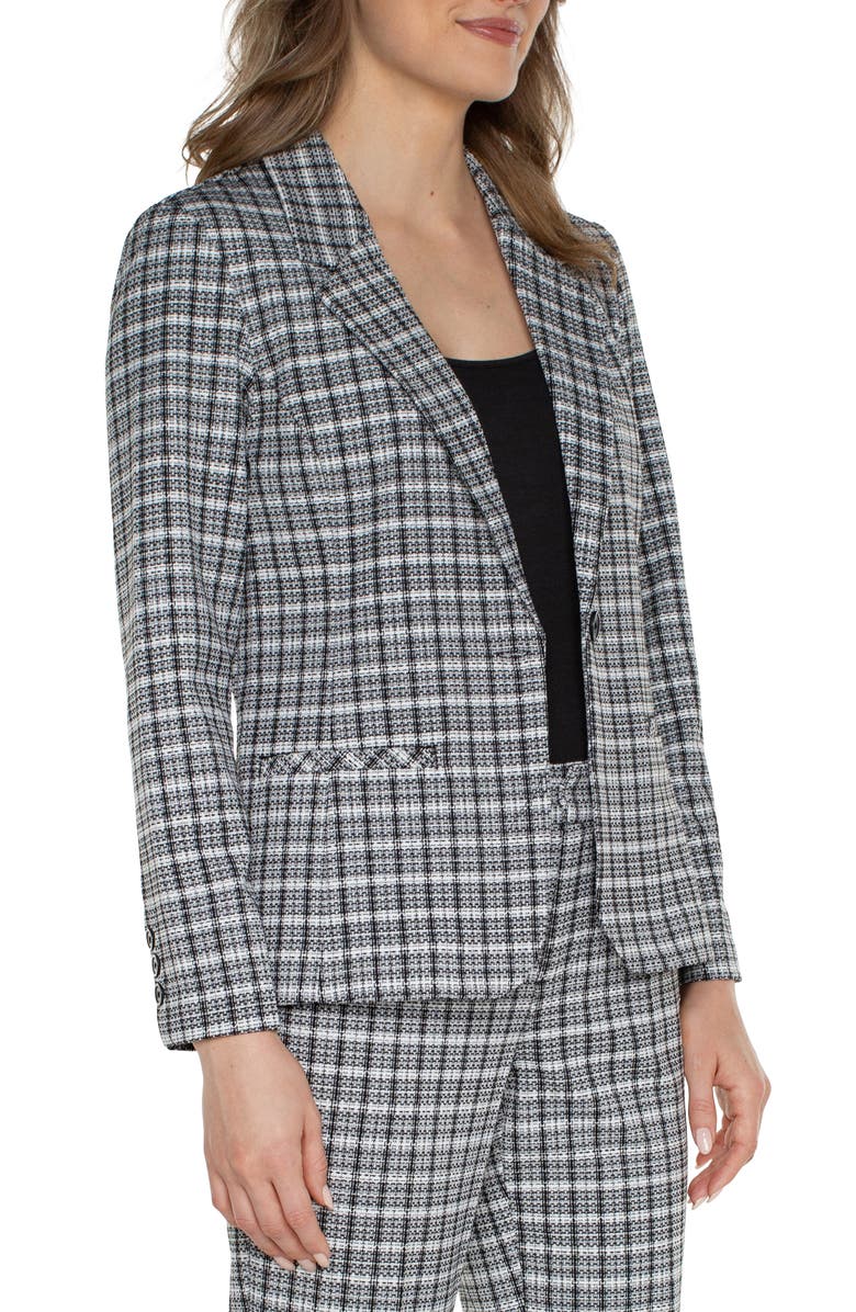 Liverpool Los Angeles Fitted One-Button Plaid Blazer, Alternate, color, 