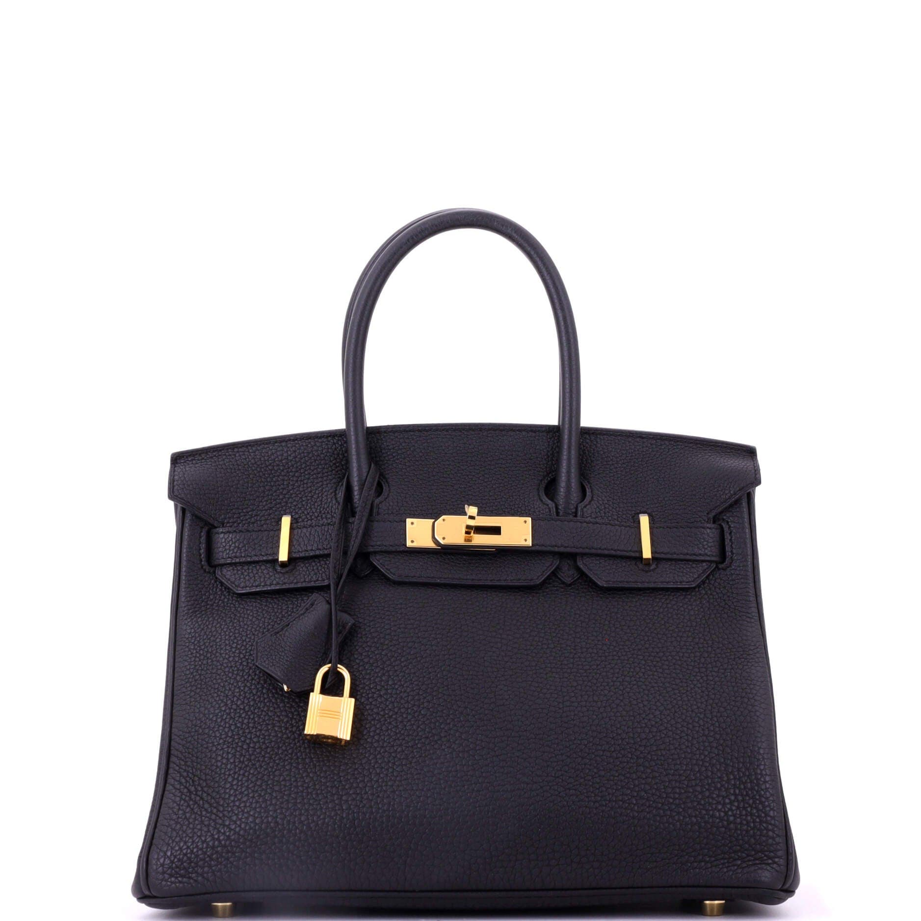 Pre-Owned Hermes Birkin Handbag Black Togo with Gold Hardware 30, Main, color, Noir