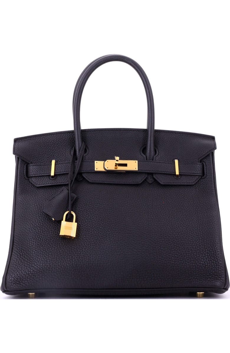 Pre-Owned Hermes Birkin Handbag Black Togo with Gold Hardware 30, Main, color, Noir
