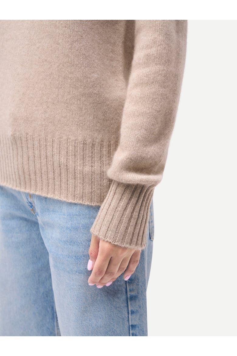 Slit T-Neck Sweater, Alternate, color, warm grey