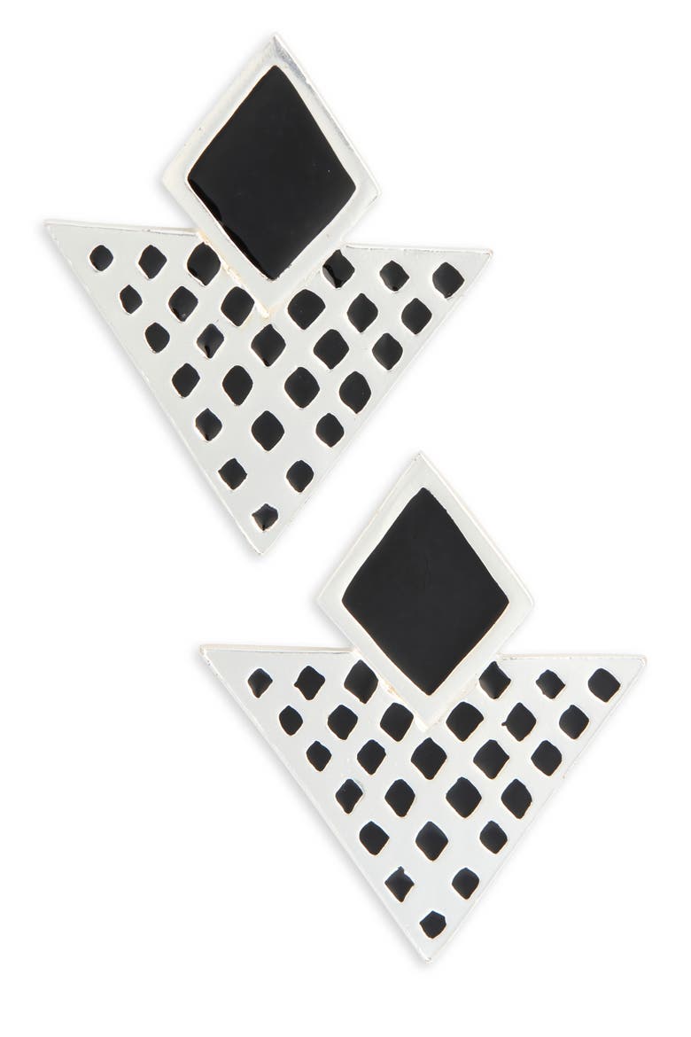 Cosmic Shield Earrings, Main, color, SILVER