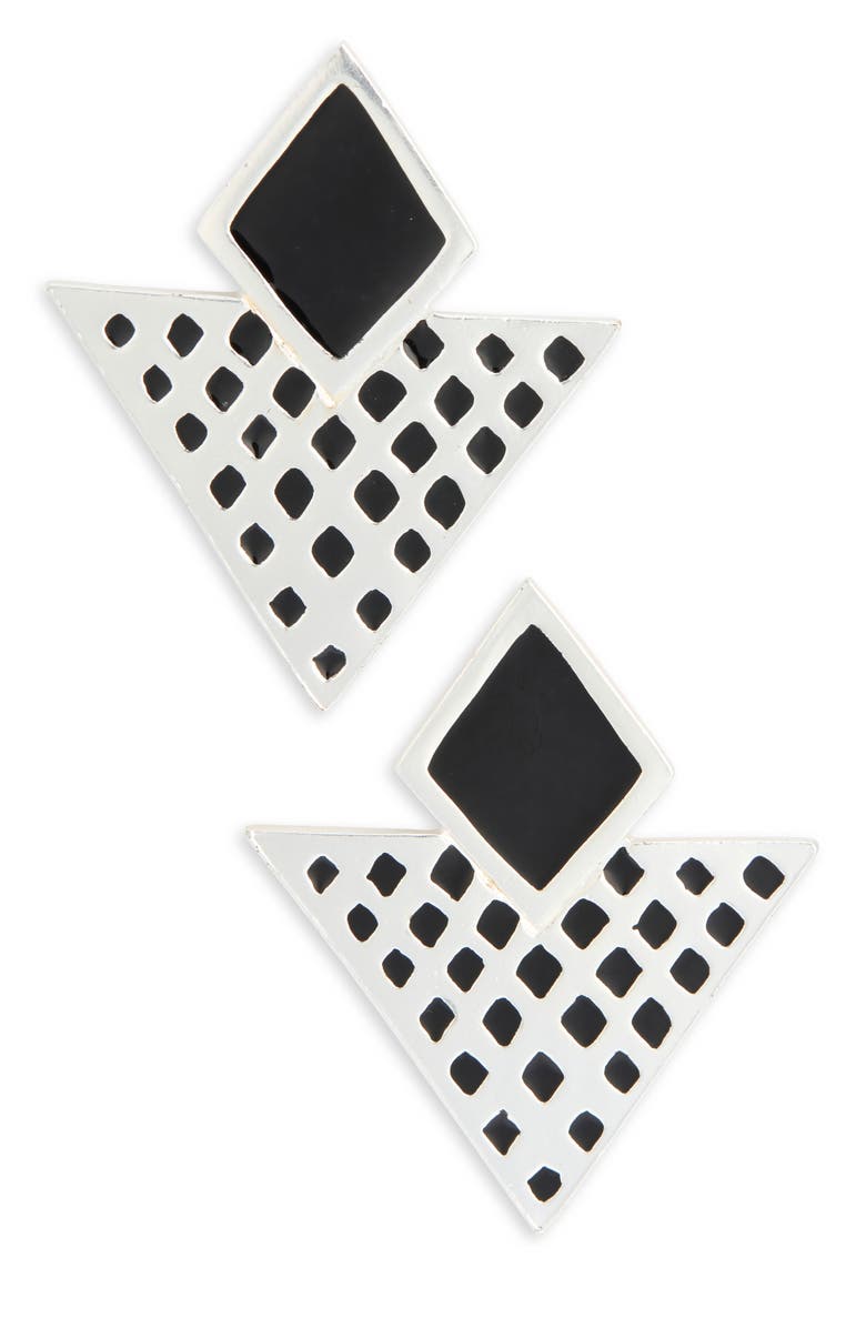 Karine Sultan Cosmic Shield Earrings, Main, color, Silver