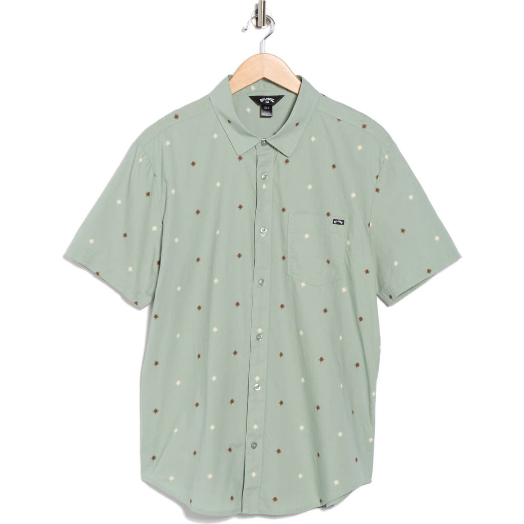 Billabong Sunspell Short Sleeve Cotton Button-up Shirt In Green