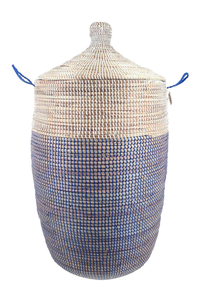 Dou Lid Storage Basket Two-Tone, Main, color, Navy and White