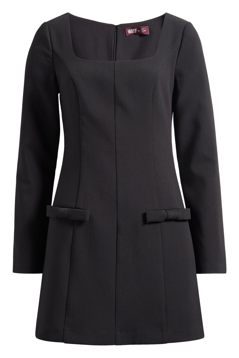 x Sara Walker Anna Long Sleeve Minidress, Alternate, color, BLACK