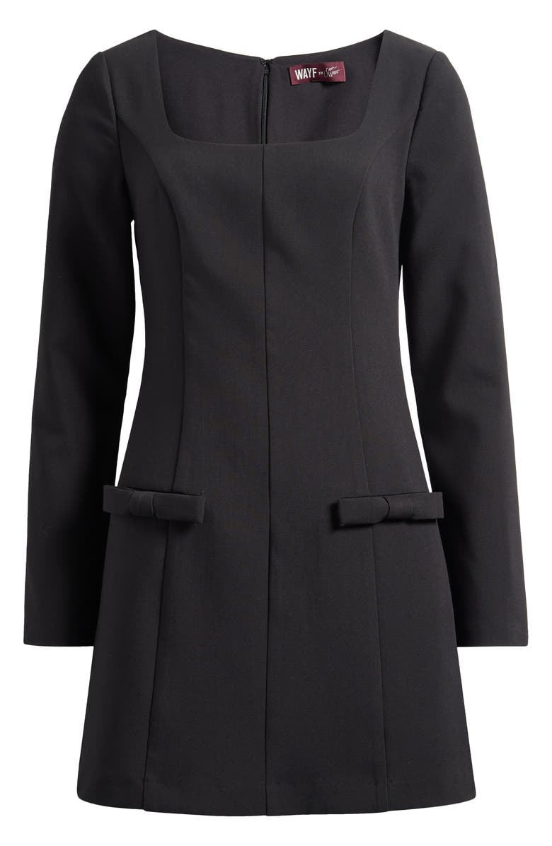 WAYF x Sara Walker Anna Long Sleeve Minidress, Alternate, color, Black