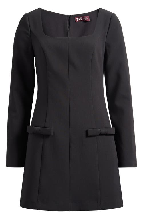 Wayf X Sara Walker Anna Long Sleeve Minidress In Black