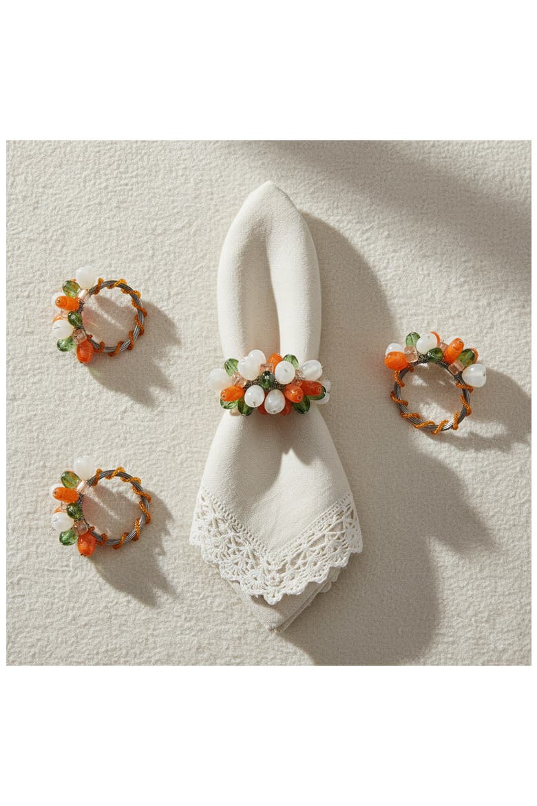 Artisan Agate Set of 4 Citrus Cluster Napkin Rings, Alternate, color, ORANGE/ GREEN