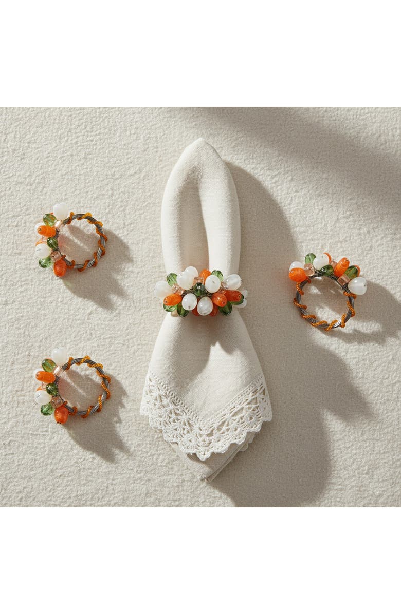 Tiramisu Artisan Agate Set of 4 Citrus Cluster Napkin Rings, Alternate, color, 