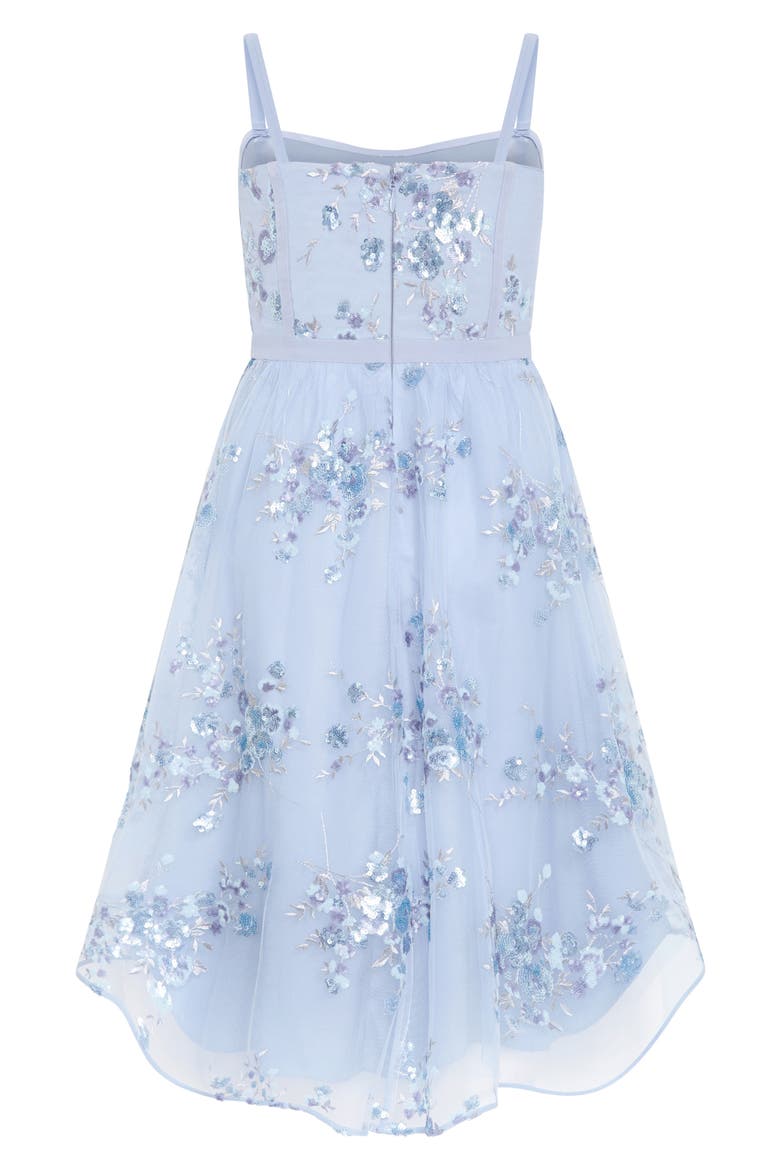 Ambrosia Sequin Floral Print High-Low Dress, Alternate, color, SOFT BLUE
