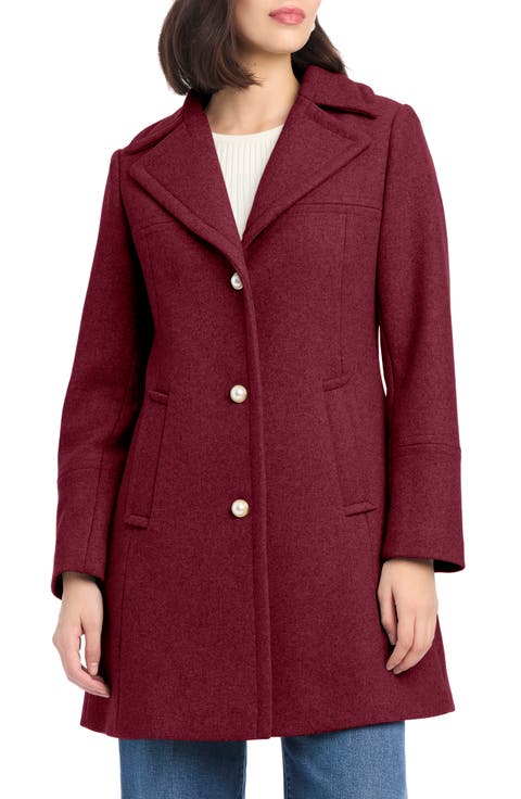 single breasted wool blend coat
