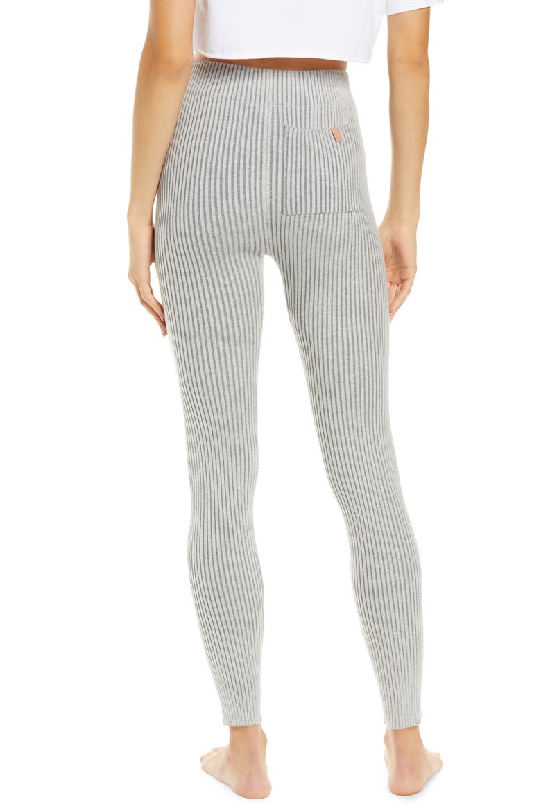 Cottonsilk™ Organic Cotton Blend Rib Leggings, Alternate, color, MELLOW GREY HEATHER