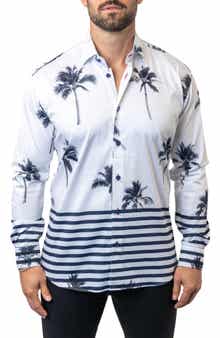 Maceoo Fibonacci Nuitpalm White Contemporary Fit Button-Up Shirt