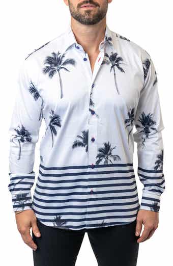 Fibonacci Nuitpalm White Contemporary Fit Button-Up Shirt