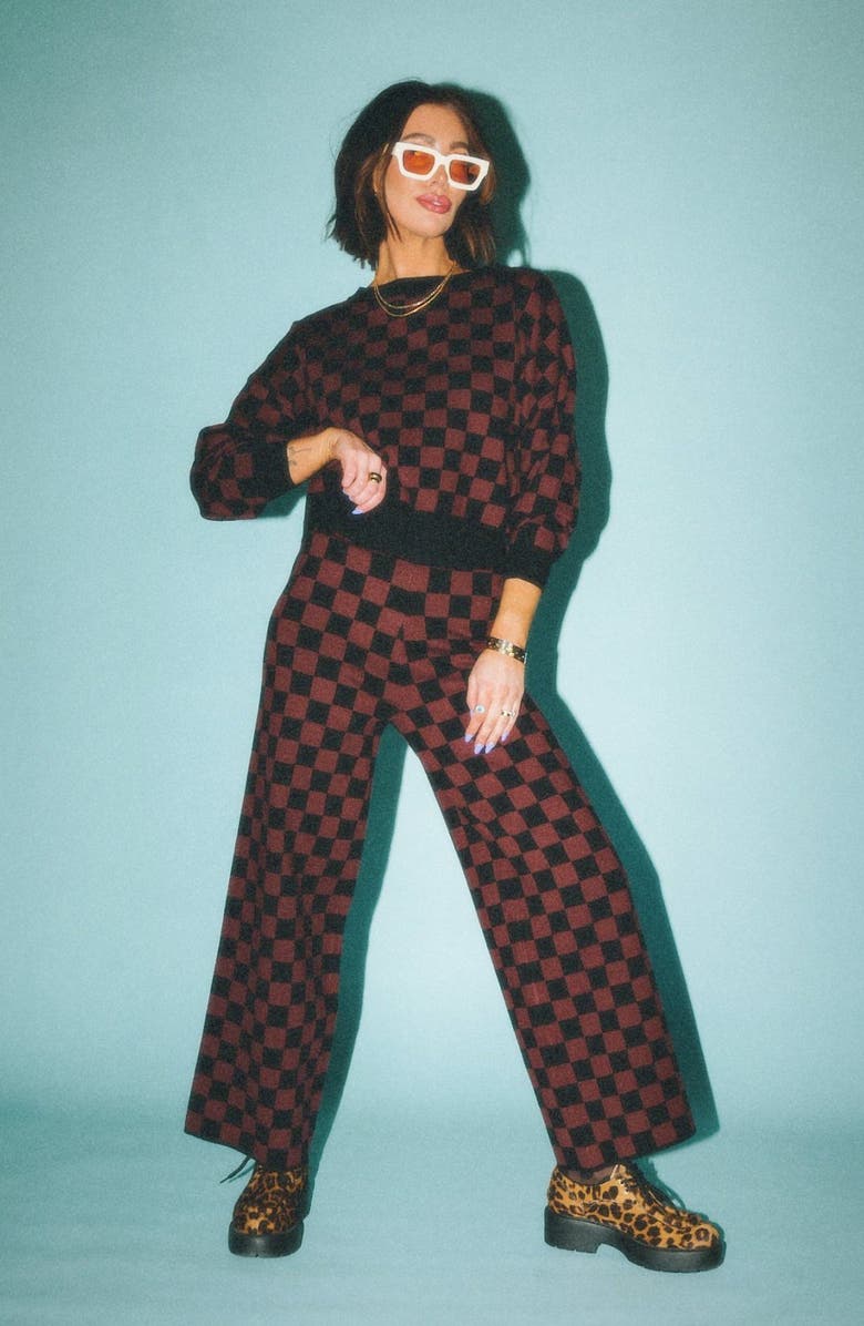 Dressed in Lala Check Sweater & Pants Set, Alternate, color, 