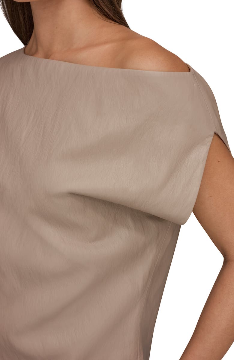 Donna Karan New York One-Shoulder Faux Leather Top, Alternate, color, Turin