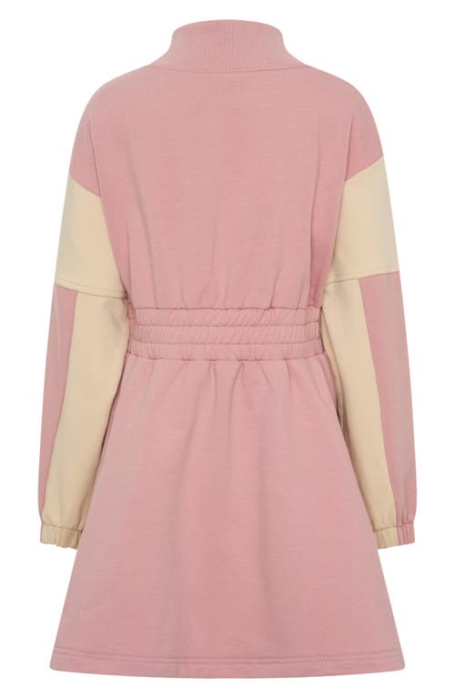 TINY TRIBE TINY TRIBE KIDS' CELESTIAL COLORBLOCK LONG SLEEVE HALF ZIP COTTON SWEATSHIRT DRESS