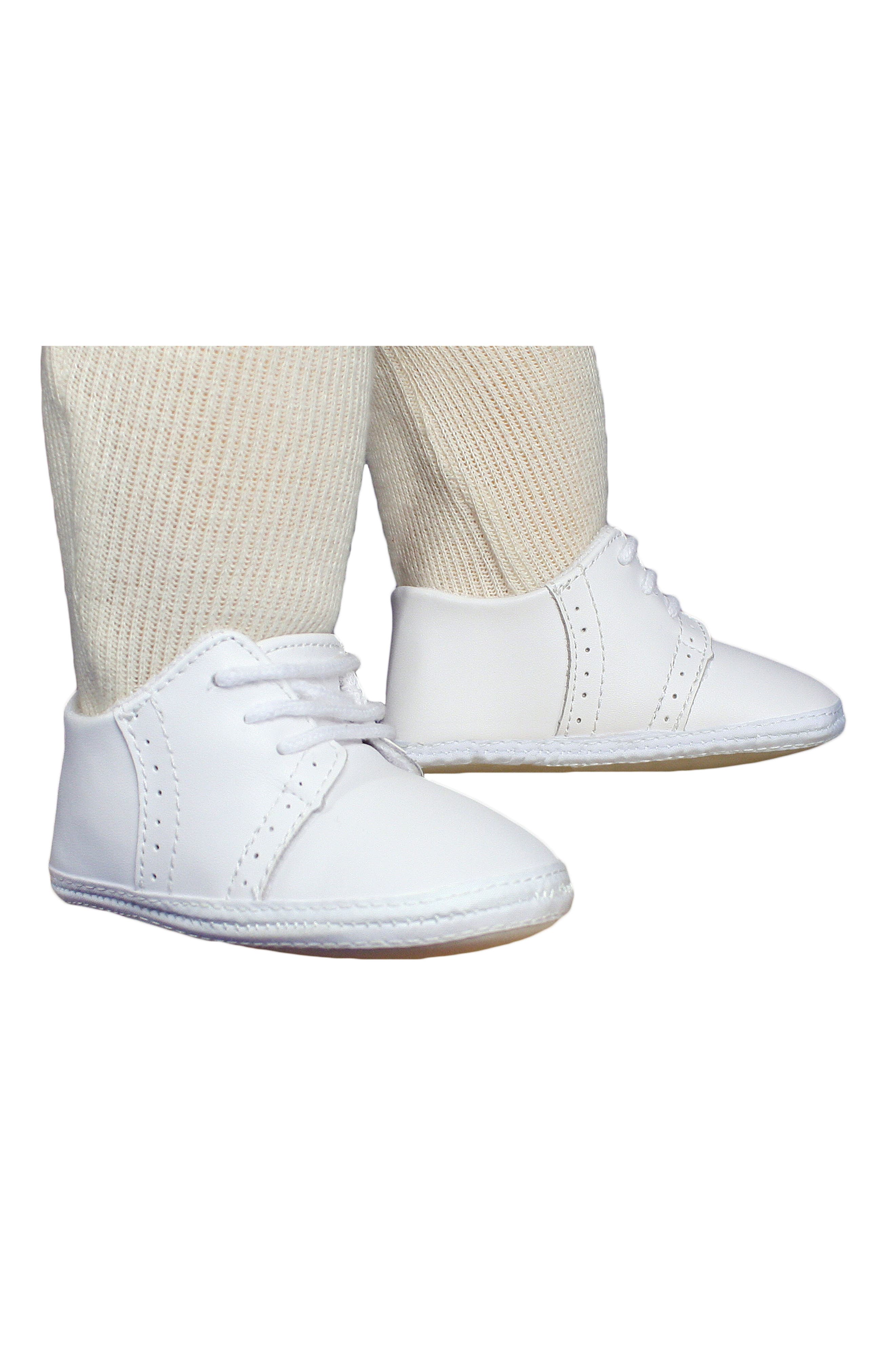 Little Things Mean a Lot Leather Crib Shoe, Alternate, color, White