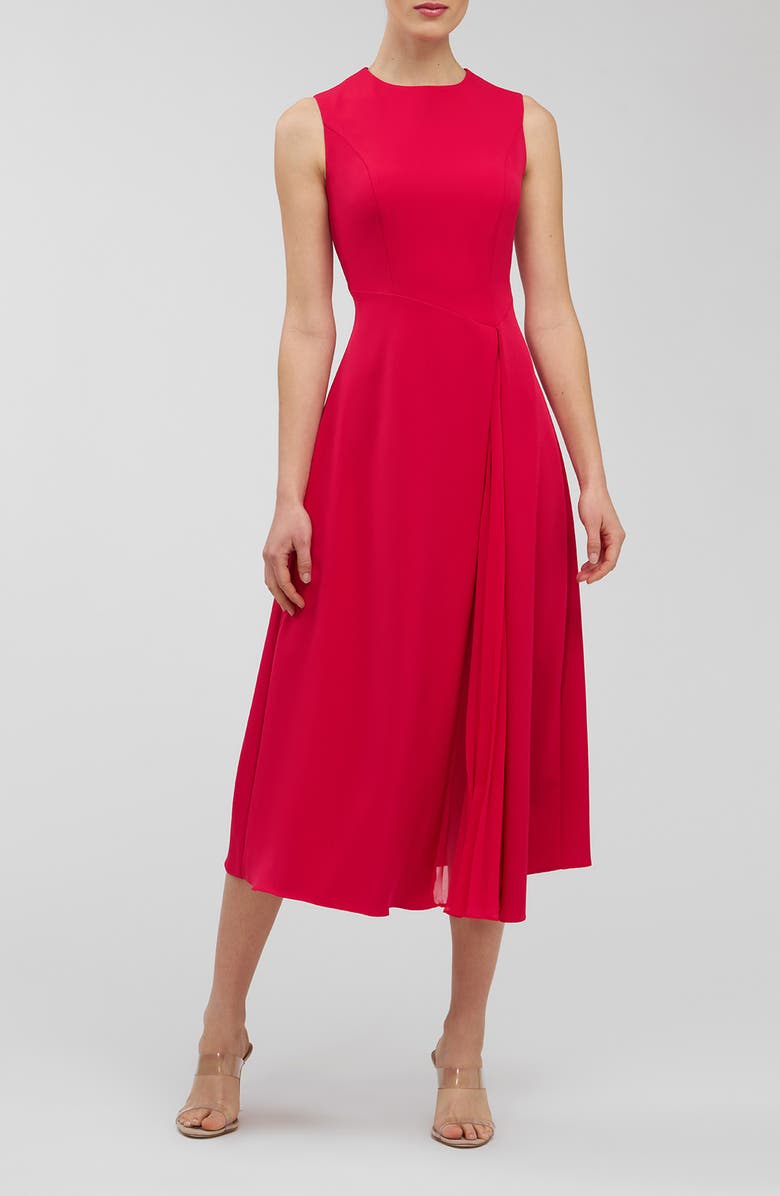 Kay Unger Elliot Chiffon Pleat Detail Cocktail Dress, Main, color, Lipstick