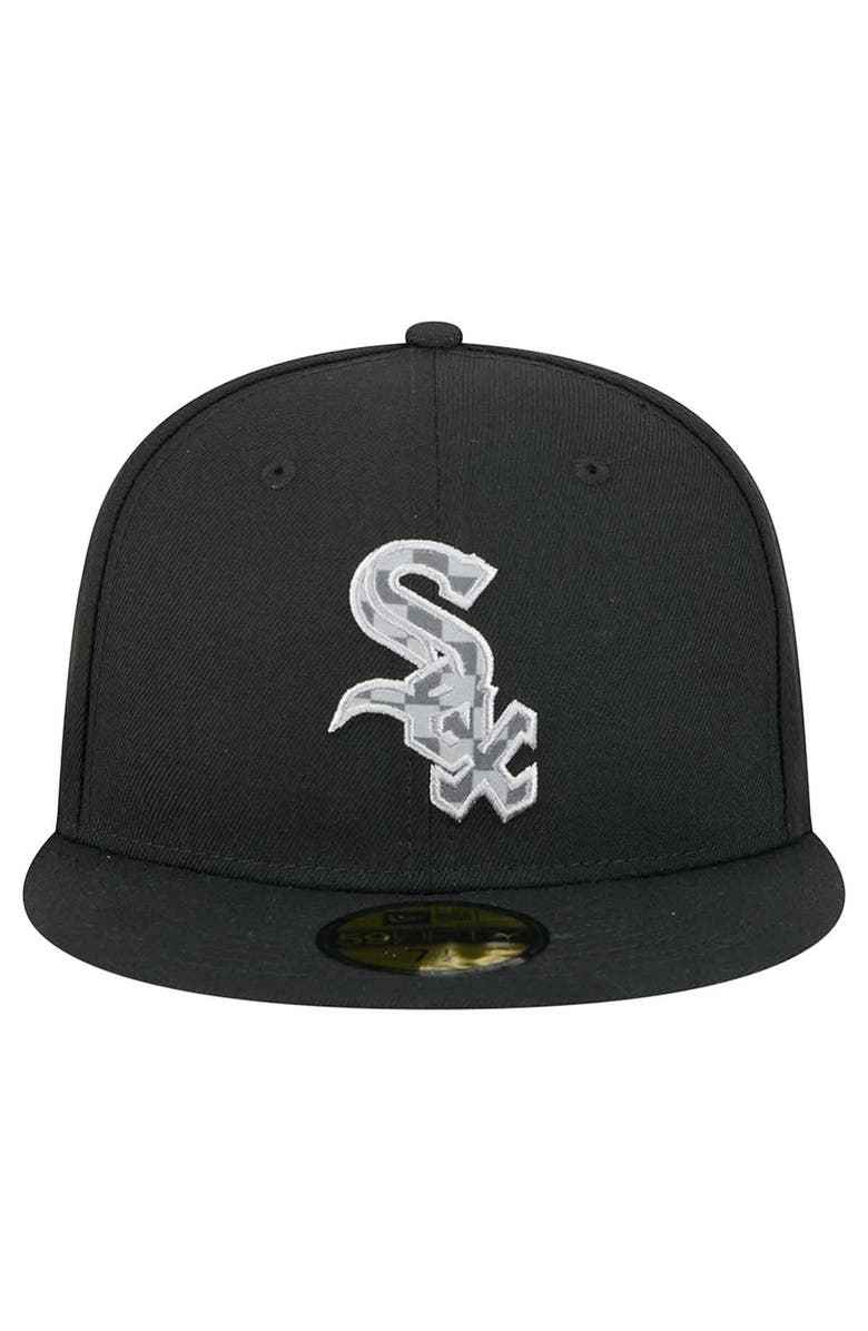 New Era Men's New Era Black Chicago White Sox Checkered Undervisor 59FIFTY Fitted Hat, Alternate, color, Black