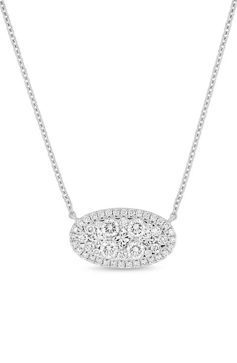Audrey Mika 18k Gold Diamond Oval Pendant Necklace