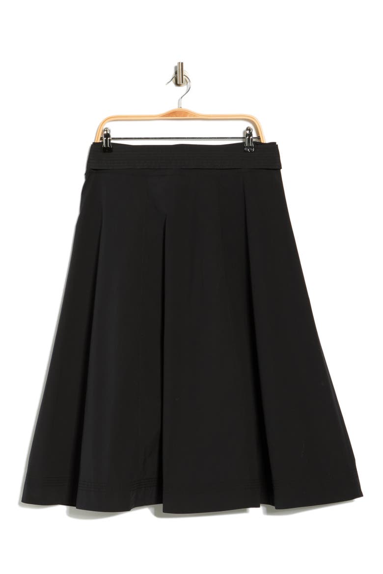 Facia Belted Stretch Cotton Skirt, Alternate, color, BLACK