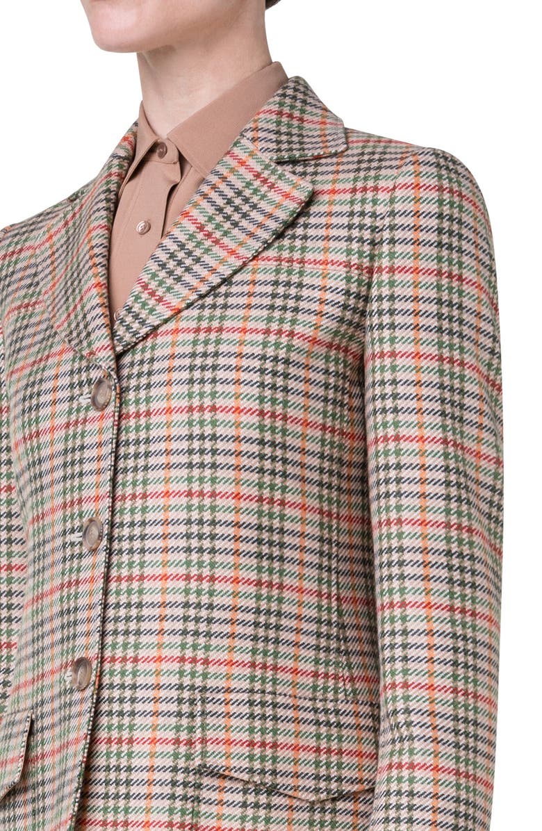 Akris Check Virgin Wool Flannel Jacket, Alternate, color, 