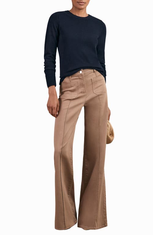 Reiss Anya Pointelle Accent Crewneck Sweater In Blue