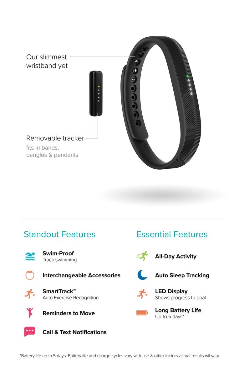 'Flex 2' Wireless Activity & Sleep Wristband, Alternate, color, BLACK