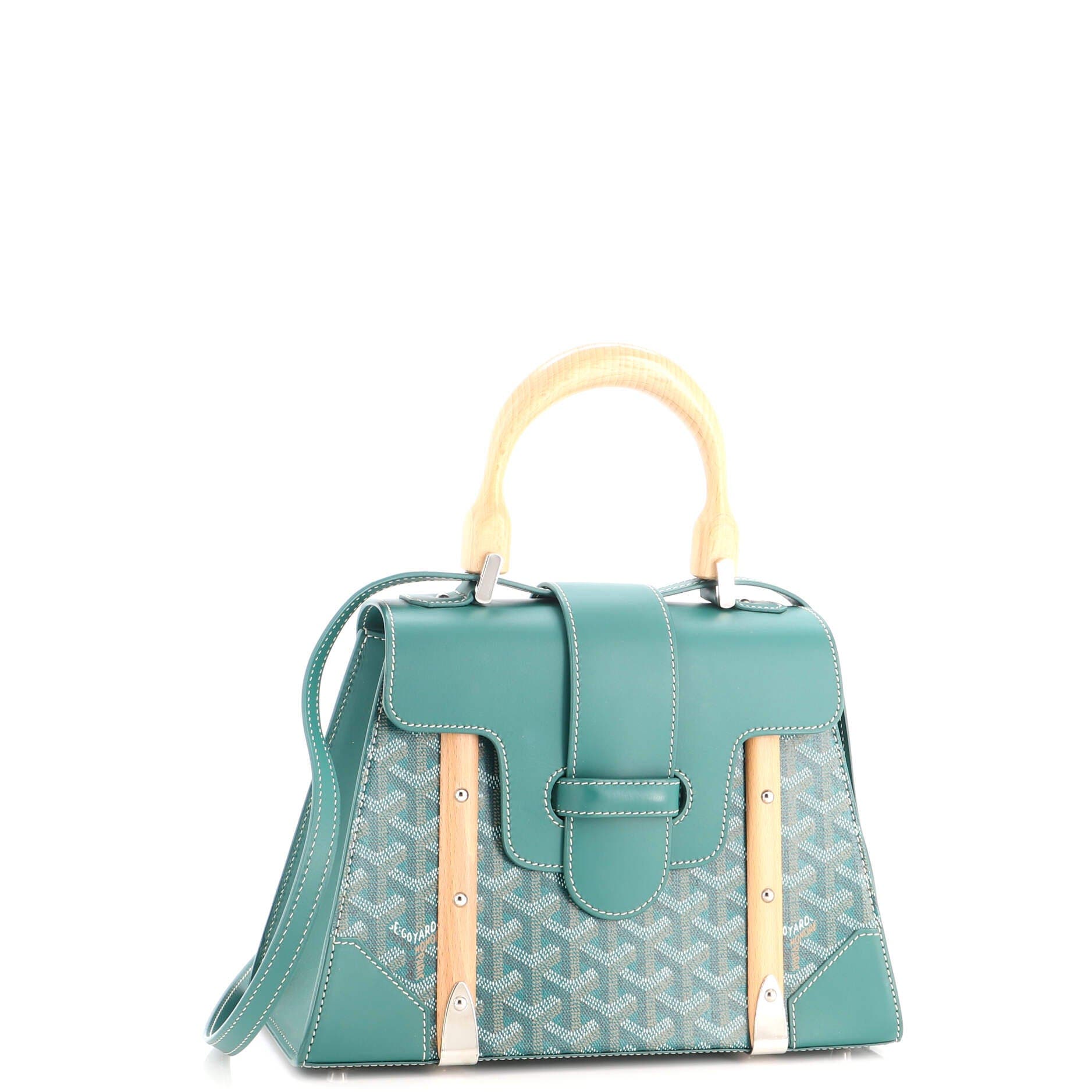 Saigon Top Handle Bag Coated Canvas with Leather PM, Alternate, color, Green