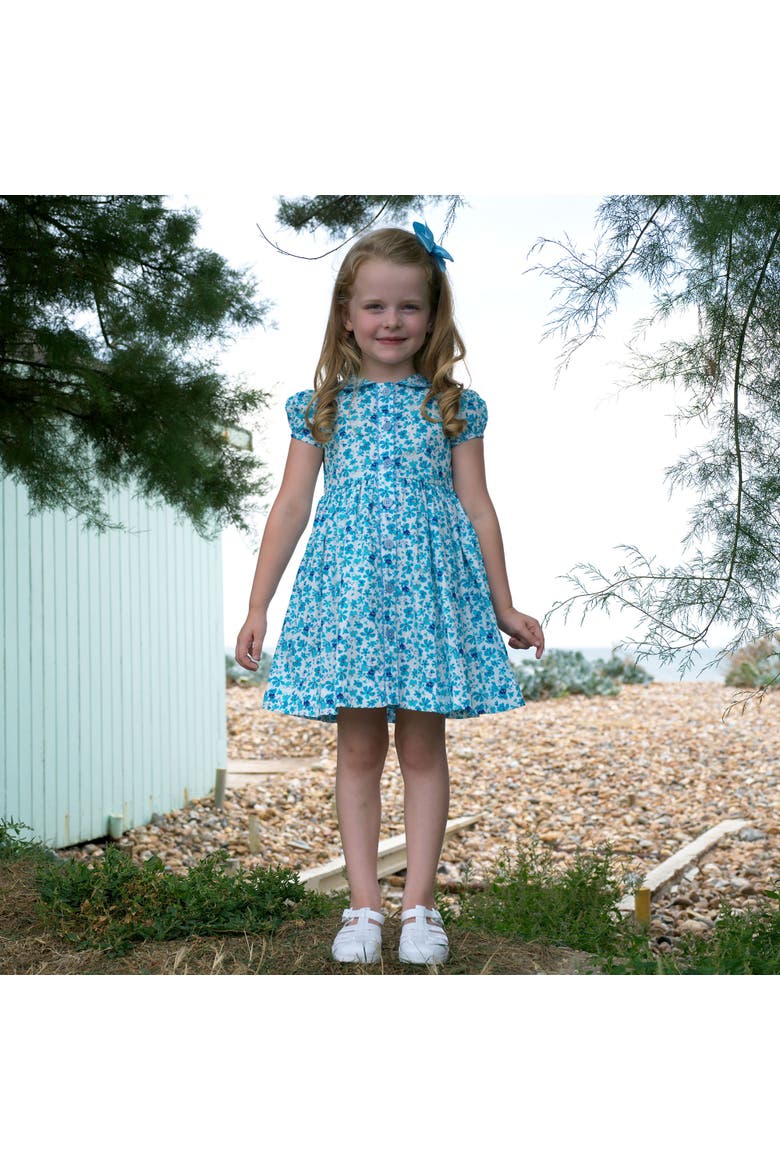 Floral Button Front Dress, Alternate, color, Blue