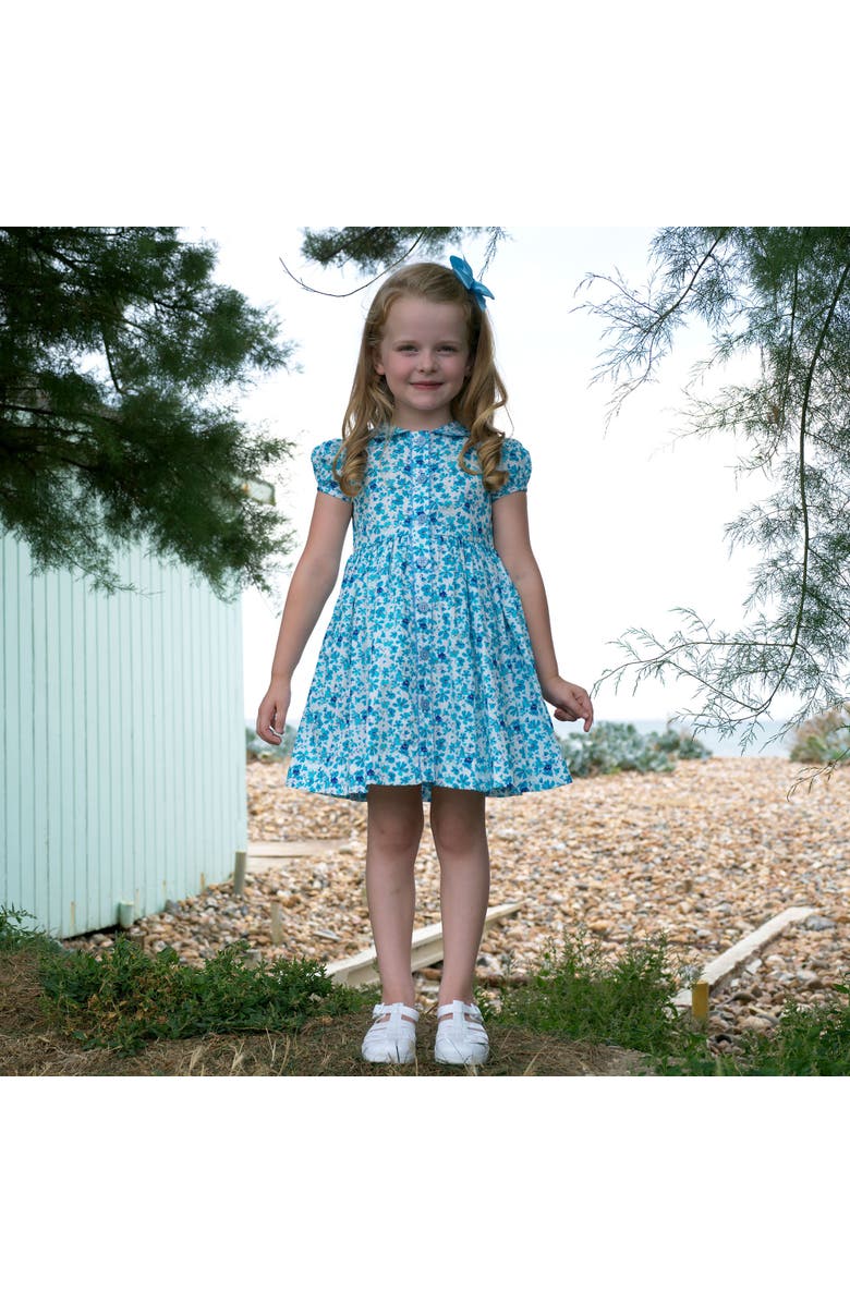 Rachel Riley Floral Button Front Dress, Alternate, color, Blue