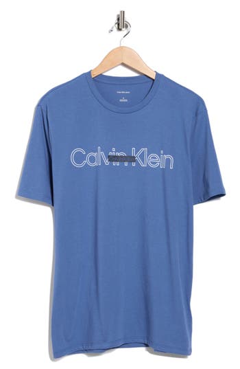 Calvin Klein Double Standard Logo Graphic T-shirt In Blue