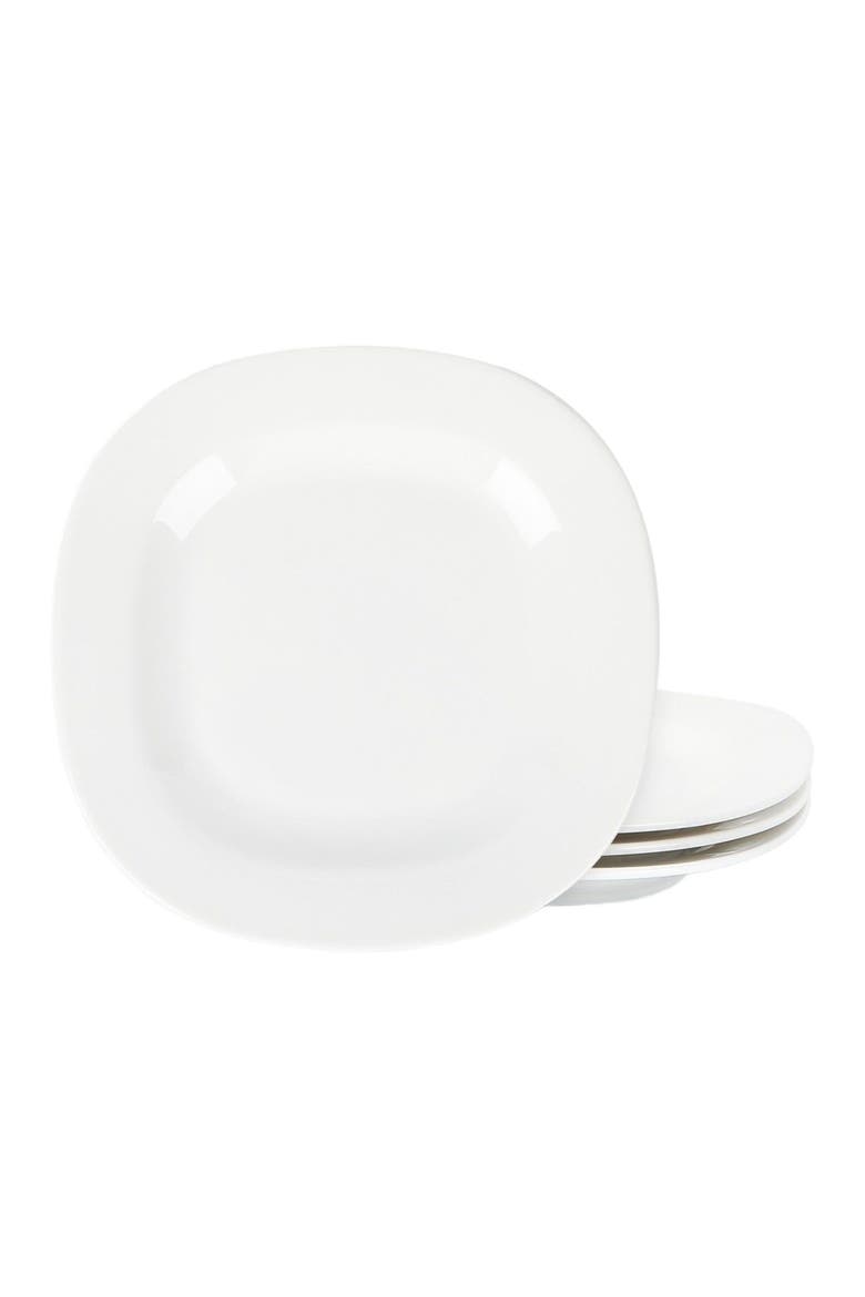Quadro Porcelain 4-Piece Salad Plate Set, Main, color, White