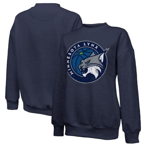 Women's Majestic Threads Navy Minnesota Lynx Primary Logo Drop Shoulder Tri-Blend Pullover Sweatshirt