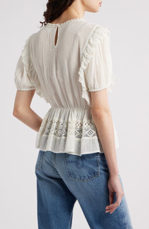 Shop Treasure & Bond Eyelet Peplum Top In Ivory Egret