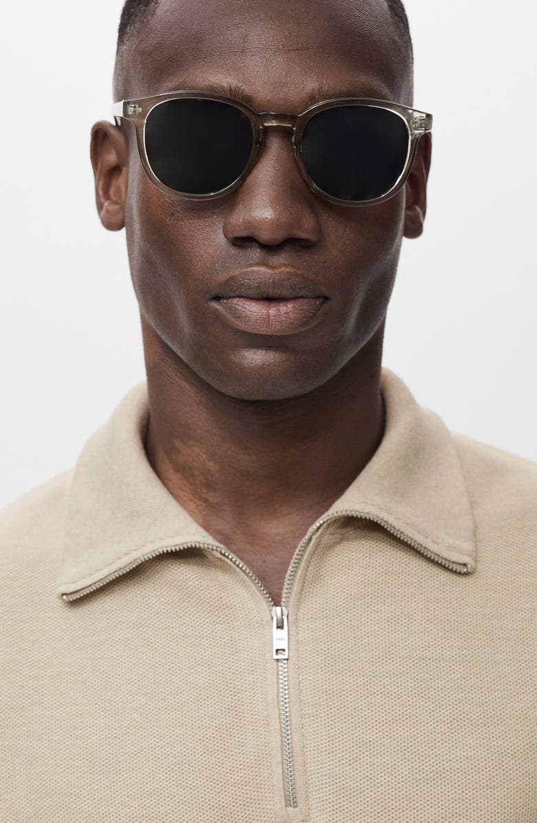 MANGO Half Zip Piqué Sweater, Alternate, color, Beige