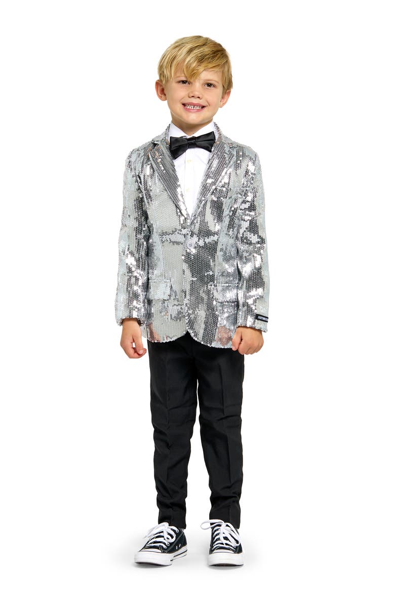 Kids' Sequin Sport Coat, Alternate, color, SILVER