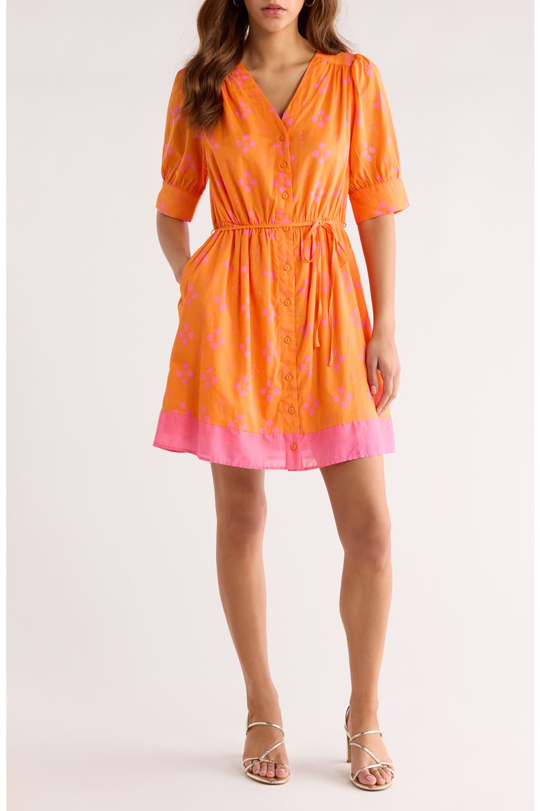Donna Dot Elanie Button Midi Dress, Main, color, ORANGE-PINK