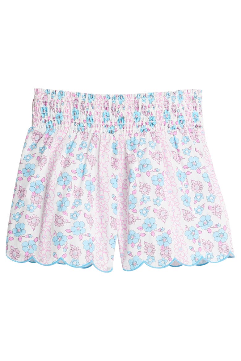 Kids' Shirred Scallop Shorts, Main, color, Marguerite Floral Pink