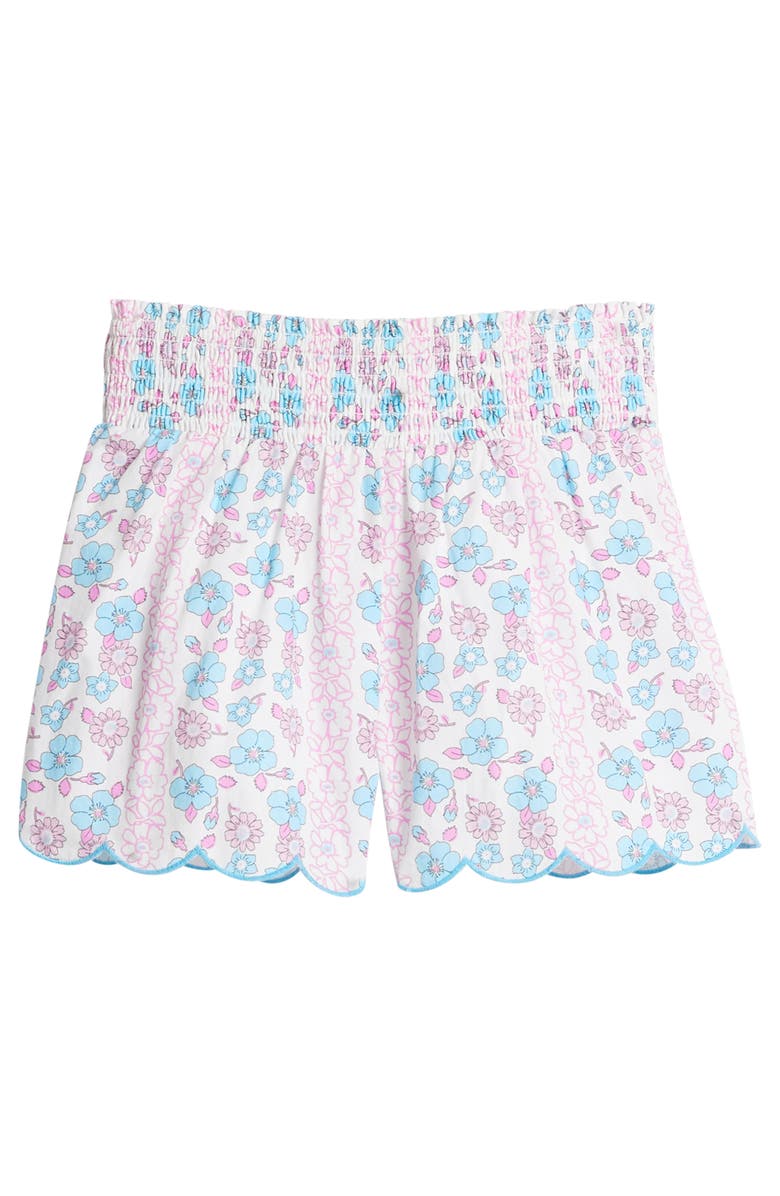 BISBY Kids' Shirred Scallop Shorts, Main, color, Marguerite Floral Pink